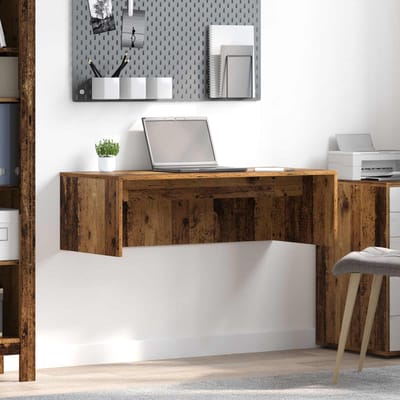vidaXL - Aan - de - muur - bevestigd - bureau - Oud - Hout - Bewerkt - hout