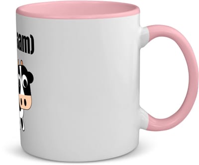 Akyol - kleine koe met eigen naam koffiemok - theemok - roze - Koe - boeren/koeien liefhebbers - iemand die houdt van koeien - verjaardag - cadeau - kado - 350 ML inhoud