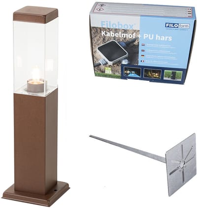 QAZQA malios - Moderne Staande Buitenlamp | Staande Lamp voor buiten - 1 lichts - H 45 cm - Roestbruin - Buitenverlichting