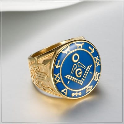 Europese en Amerikaanse Titanium Stalen Ring Gouden Druppelolie Broederschapsring 12# blue