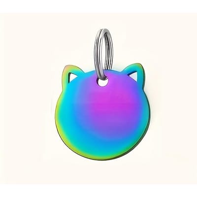Médaille d'identification pour chiens et chats - Alliage de zinc durable, gravée avec le nom et le numéro de téléphone, design coloré de visage de chat, identification de l'animal | Médailles pour animaux colorées 1PC multicolore