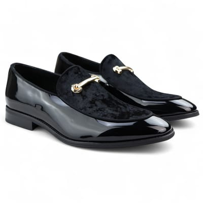 Heren nette zwarte loafers met leren voering en fluwelen instappers
