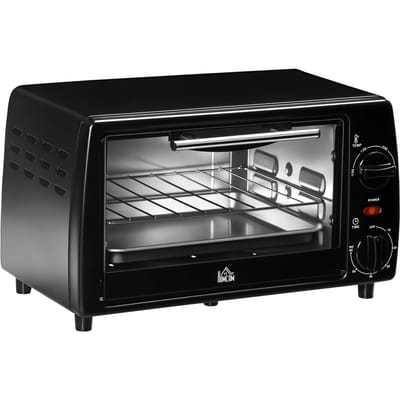 Homcom elektrische tafeloven 10 l 750 W temperatuur 230 ℃     36,5X26X22 cm Zwart