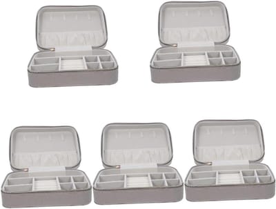 Juwelendoosjes Set - Opbergdoosjes - Sieraden Opbergen - Verwijderbare Divider - 5 Stuks - Grijs