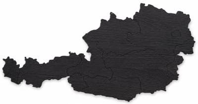 Houten wanddecoratie - Wooden wall decoration | Landkaart Oostenrijk 48 x 25cm Country map Austria | Zwart - Black | Muurdecoratie - Wall art - Wandfiguur Österreich - Echt Hout - Real Wood
