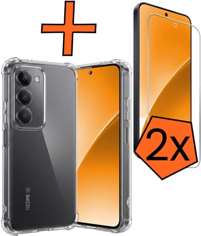 Hoes - Met Screenprotector - 2 Stuks - Geschikt voor Xiaomi 15 - Sterk & Shockproof - Siliconen Case - Back Cover - Telefoon Hoes - Shock Proof - Transparant