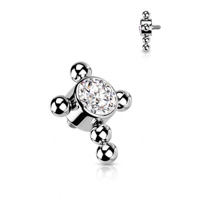 Dermal top titanium Beaded balls met center steen 1.2mm - LMPiercings