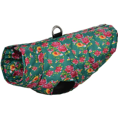 Vêtements imperméables pour animaux de compagnie pour petits chiens chats costume hiver chiot gilet manteau mode style chinois veste grande fleur nord-est M