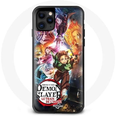 Coque Iphone 11 Pro Max dessin animé Demon Slayer le train de l'infini manga japonnais Tanjiro Nesuk