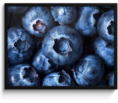 Poster in lijst - Fotolijst 70x50 cm - Posters - Bessen - Blauw - Fruit - Posterlijst zwart - Decoratie - Wanddecoratie woonkamer - Muurdecoratie slaapkamer
