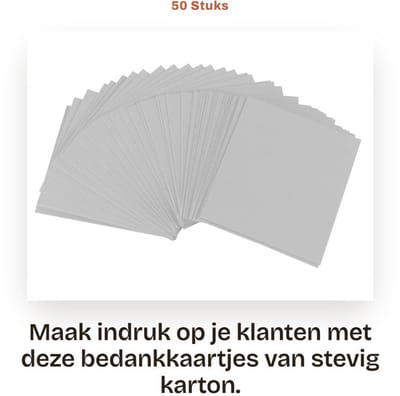 Dailygoods- Bedankkaartjes 50 Stuks - Mini Kaartjes - Visitekaartjes - Karton - Klantwaardering - 8,8 x 7,6 cm - Dankkaartjes