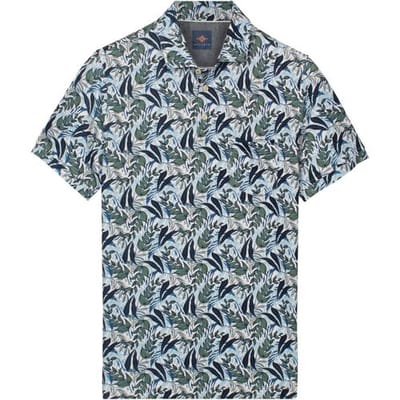 Baileys Polo Allover Leaves Pattern Chest Pocket Misty Green / male