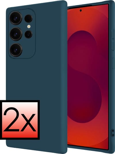 Hoesje - 2 Stuks - Geschikt voor Samsung Galaxy S25 Ultra - Sterk & Shockproof - Case Siliconen - Back Cover - Telefoon Hoes - Donkerblauw