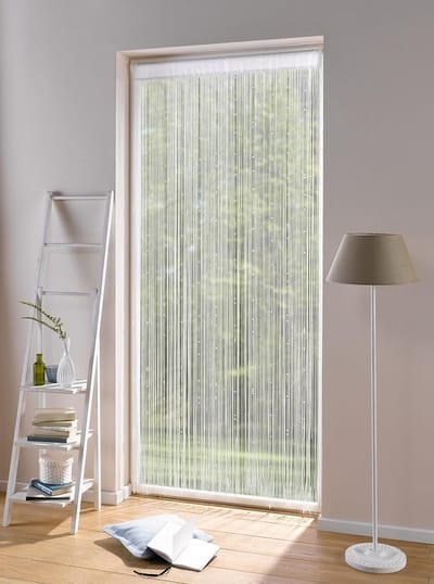 Draadgordijn witte kralen 90x220 cm, balkondeur insectenwerend gordijn, deurgordijn, vliegengordijn voor terrasdeur