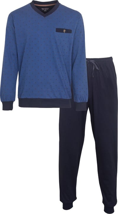 Paul Hopkins Heren Pyjama - Katoen - V Hals - Blauw - Maat XXL