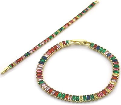 Armband voor Vrouwen - Goud - Diverse Kleuren – 21cm – Verstelbaar – Strass