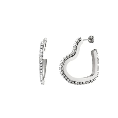 Oorbellen hart met steentjes - Roestvrijstaal - Dames oorbellen - Sparkle oorbellen - Feestdagen