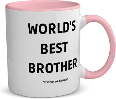 Akyol - world's best brother it's true we checked koffiemok - theemok - roze - Broer - werelds beste broer - verjaardag - cadeautje voor broer - broer artikelen - kado - geschenk - 350 ML inhoud