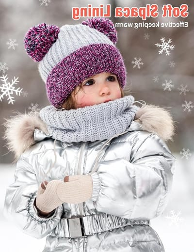 Schattige winddichte, dikke gebreide handschoenen voor peuters met trekkoord, zachte voering en warmte voor de winter, ideaal voor kinderen van 0-3 jaar
