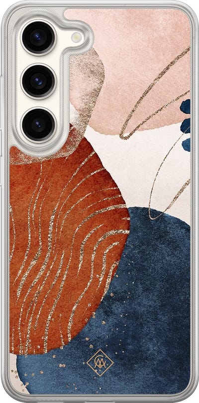 Casimoda® hoesje - Geschikt voor Samsung Galaxy S23 - Abstract Terracotta - 2-in-1 case - Schokbestendig - Geometrisch patroon - Verhoogde randen - Multi, Transparant