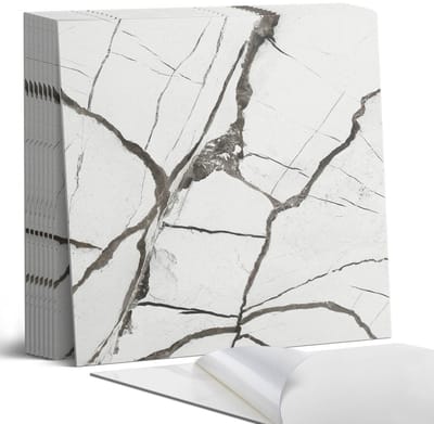 Coloray Plaktegels - Marmerpatroon met aderen Portugese Tegels - 30 cm x 30 cm - Wit Plaktegels - 9 stuks - Vierkant PVC Tegels - Plaktegels Keuken - Zelfklevende Vloertegels - Vinyl Tegels - Zelfklevende Tegels