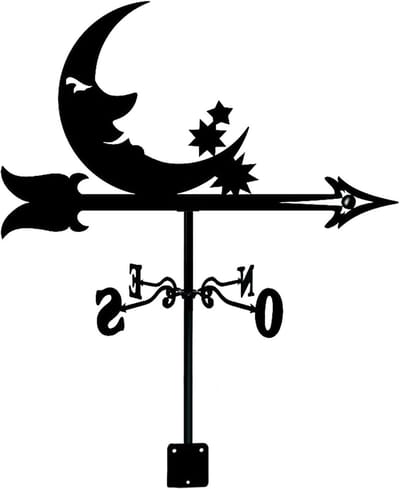 Windwijzer Tuin - Windmeter Decoratie - Buiten Weer - Roestwerende Coating - 50 x 30 cm - Zwart