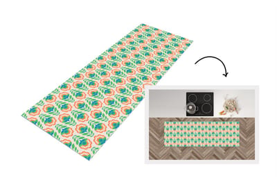 Keukenloper 150x50 cm - Keukenmat vinyl Retro - Bloemen - Design - Groen - Oranje - Keukenmatten loper - Keuken vloerkleed tapijt
