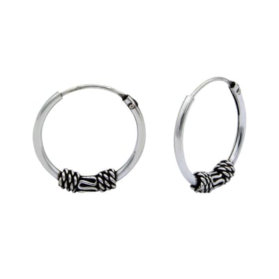 Zilver bali oorringen met ornament 14mm | zilveren oorbellen dames | Ear hoops | zilverana | Sterling 925 Silver