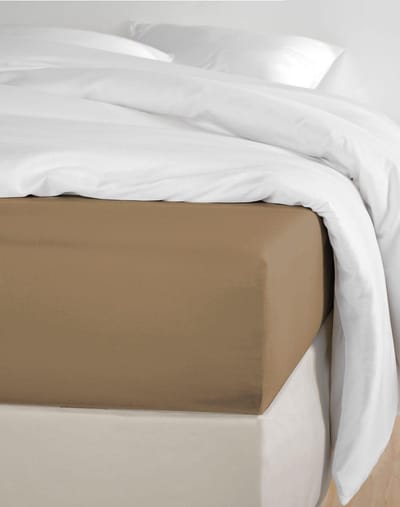 Dekbeddenwereld- hoeslaken- jersey- stretch-Lits-Jumeaux- 180x200+30cm- geschikt voor boxspring- taupe