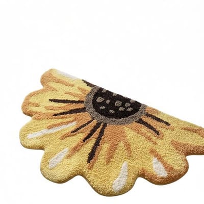 BILMU Badmat 51 x 91 cm, Antislip Zachte Badmat met Bloemen, Machinewasbare Absorberende Badtapijt voor Douche en Badkamer, Zonnebloem