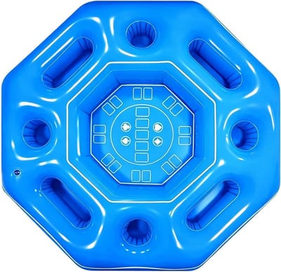 Drijvende Speeltafel - Opblaasbare Tafel - Water Spelletjes - Achthoekig Ontwerp - 120x120 cm - Blauw