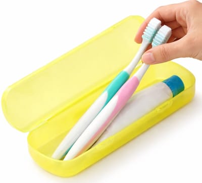 Multifunctionele Reis Tandenborstel- & Tandpasta Houder – Compacte Opbergdoos in Stijlvolle Snoepkleuren – Ideaal voor Reizen, Thuis & Gezinsgebruik – Lekvrij & Hypoallergeen - Geel