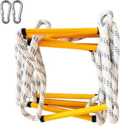 Noodladder Vluchtladder - Veiligheidsladder Touwladder - Snelle Ontsnapping - Vlamvertragend Materiaal - 7 Meter Lengte - Wit