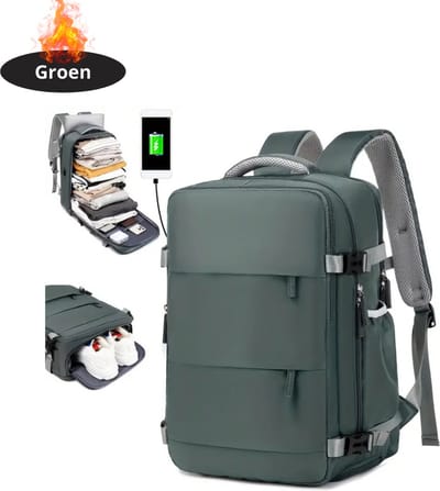 Livano Rugzak - Dames - Heren - Meisje - Jongens - Backpack - Schooltas - Laptoptas - Groen