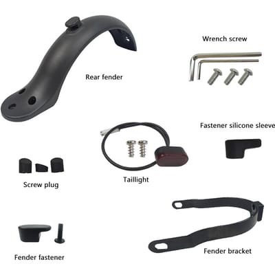 Achterspatbord Compatibel voor Xiaomi M365 1S Essential Pro en Pro2 Scooters Complete Set met Beugel en Bescherming