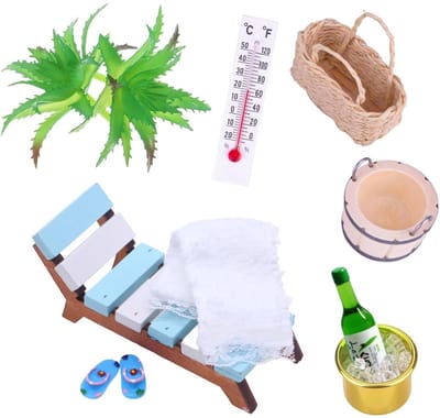 Dailygoods- Strandstoel Opvouwbaar - Mini Strandstoel Set - Houten Strandstoel - Strandstoeltjes Lichtgewicht - Foto-Rekwisieten - Accessoires - Miniatuurstoel