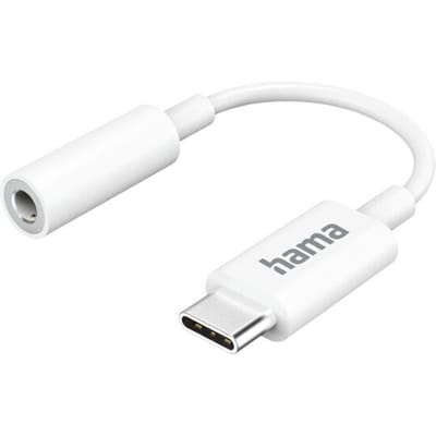 Hama USB-C Aux-adapter - 10cm - 3,5 mm Jack aansluiting - USB-C naar Aux - geschikt voor 3 en 4 polige jack aparaten - Wit