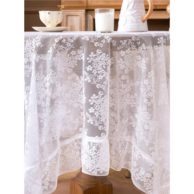 Elegante Doorzichtige Witte Kanten Tafelkleed, Romantisch Rustiek Tafeltextiel voor High Tea, Bruidsdouche, Terras Decoratie 140x180cm