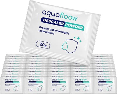 AquaFloow, Ontkalker, ontkalkingsmiddel, poeder, universeel, voor waterkoker, koffiezetapparaat, wasmachine, ontkalker in zakjes 20g, 50 stucks