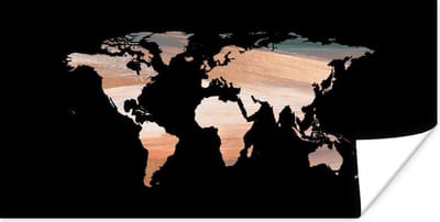 Poster 120x60 cm - Wereldkaart - Verf - Design - Posters - Kamer decoratie - Wanddecoratie woonkamer - Muurdecoratie slaapkamer