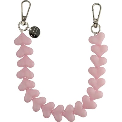 123watches Telefoonkoord Heart - babyroze - zilver - Geschikt voor iPhone en andere smartphones