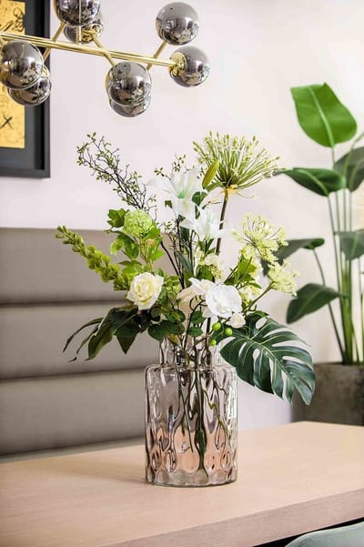 Zijden bloemen boeket "Silky Forrest" | 110 cm | Strakke witte tinten | Uniek Cadeau