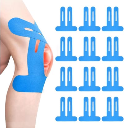 EXCITAT Kinesiologie tape - Voor kniepijnverlichting, spierondersteuning en stabiliteit - 12 pack - Blauw