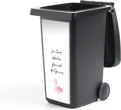Container sticker Quotes - Live, travel, adventure, bless and don't be sorry - Spreuken - Flamingo - 44x98 cm - Kliko sticker