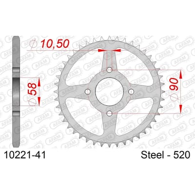 Stalen tandwiel Afam 520 41 dents
