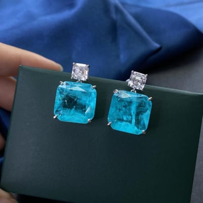 Wind Meisje Oorbellen Eenvoudig Subtiele Luxe Alles-passende Oorbellen Hete Paraiba Oorbellen blue