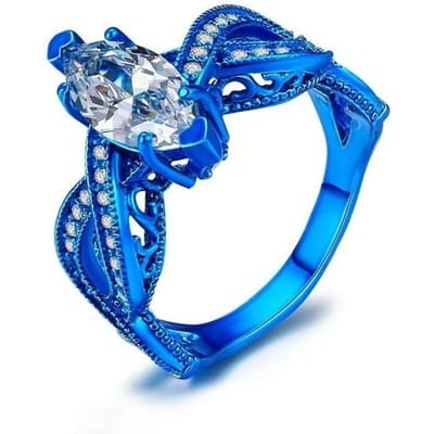 Mode Koppelsringen Exquise Dames Kristal Zirkonia Ringen Set Trendy Heren RVS Keltische Draak Ring Trouwsieraden Cadeau 8 blue
