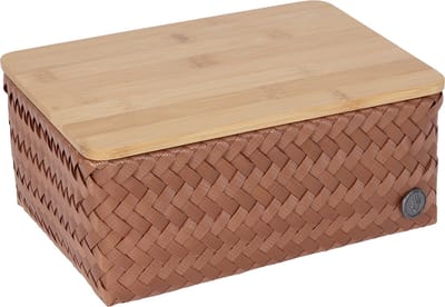 Handed By - Opbergmand met deksel - Mand - Opberger - Speelgoedmand - Woonkamer - Kinderkamer - Babykamer - Top Fit medium high - bruin - sienna