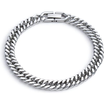 Roestvrijstalen Gevlochten Dubbele Rij Voor en Achter Visschub Legering Magnetische Sluiting Armband met Kiel Sieraden Nieuw Model 21cm gray