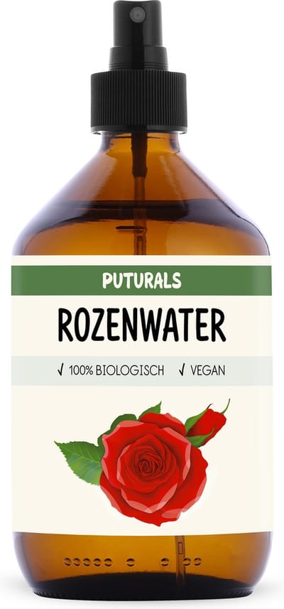 Puturals Rozenwater 100% Biologisch - 500ml - Puur en Vegan - Rozenwater voor Gezicht en Haar - Zonder Alcohol